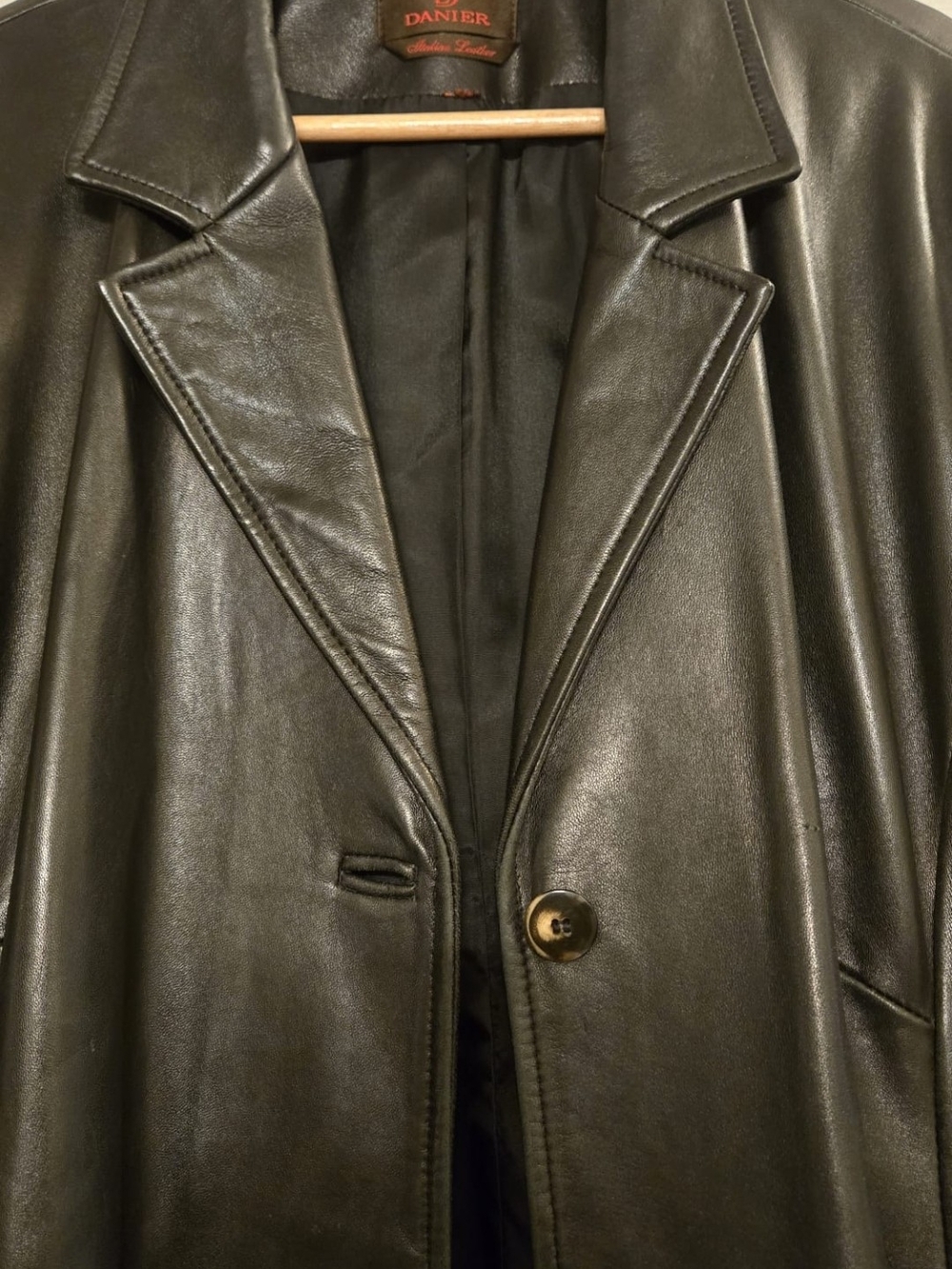 Danier Black Leather Jacket Coat XL
